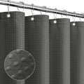 Gibelle Extra Long Shower Curtain 72 x 84, Tall Waffle Weave Textured Fabric Shower Curtain for Bathroom, Water Repellent, Machine Washable, Charcoal Grey