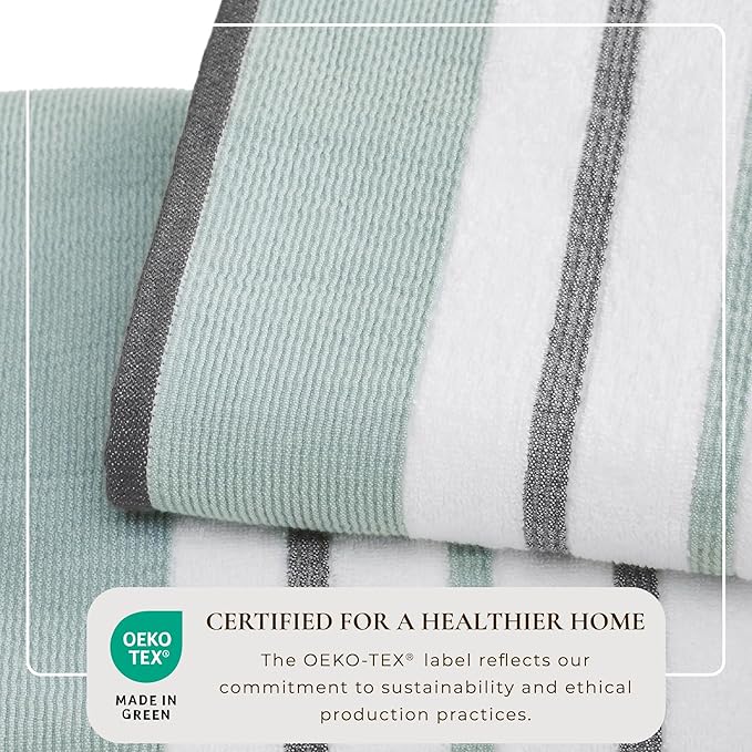 Great Bay Home Decorative Bath Towel Set - Luxury Cotton 4 Pack 54x27 Bath Towel Set - Luxurious, Ultra-Soft, Durable Towels for Bathroom Decor (Eucalyptus/Grey)