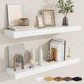 fuqing Floating Shelves for Wall, Wall Mounted Wood Floating Shelf with Invisible Brackets for Living Room, Bathroom, Bedroom, Kitchen Storage and Decor, 32 Inch Set of 2, White