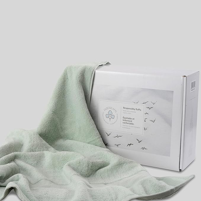 Fabdreams 100% Organic Cotton Bath Sheet Set of 2 700 GSM Oversized Towels Ultra Soft Plush Absorbent Durable Skin-Friendly Spa Hotel Premium Comfort Large 36 x 70 in Green
