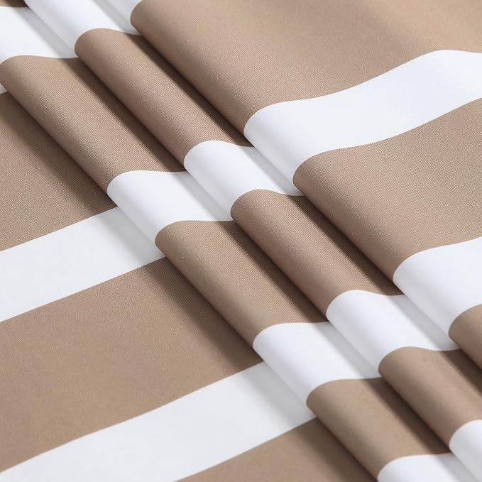 72x90 Inch Extra Long Shower Curtain, Beige and White Ombre Striped Waterproof Fabric, Modern Hotel Spa Design with 12 Rustproof Grommets & Weighted Hem