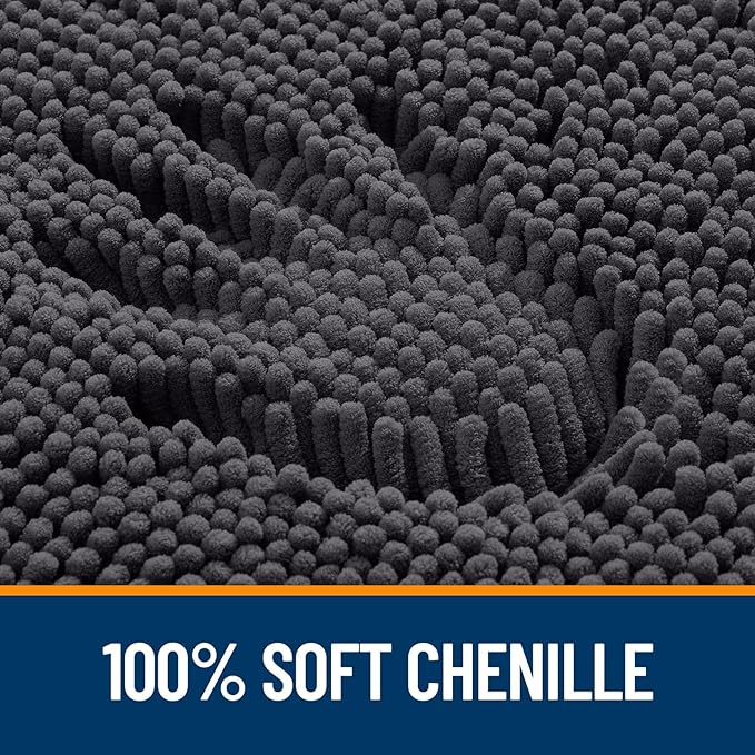 OLANLY Bathroom Rugs 40x32, Extra Soft Absorbent Chenille Bath Rugs, Rubber Backing Quick Dry, Machine Washable Bath Mats for Bathroom Floor, Tub and Shower, Home Decor Accessories, Dark Grey