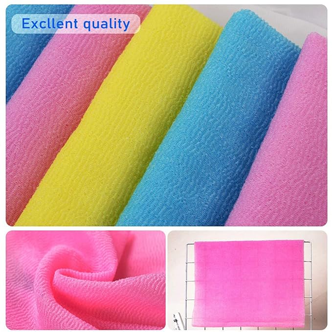 Exfoliating Towel for Body, Back, & Legs (3-Pack) | ARCH&M Korean Bath Scrub & Japanese Washcloth for Ingrown Hairs & Smooth Skin (Purple x 3)