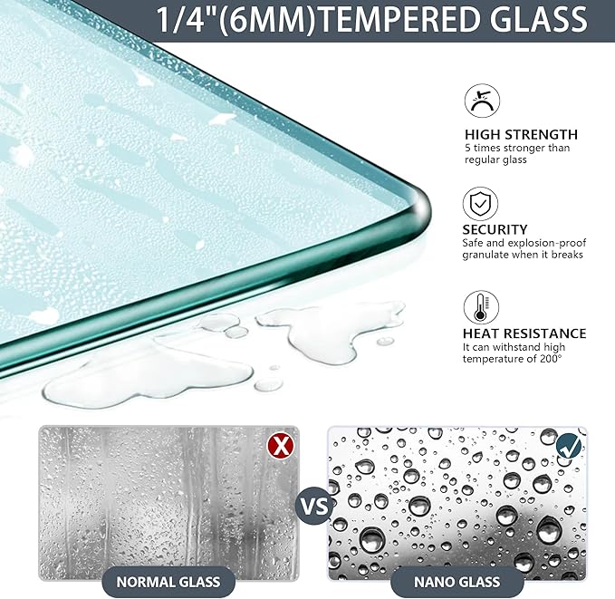 Bathtub Shower Door, 34" W X 58" H Fixed Bathtub Shower Glass Panel in Matte Black, 1/4"(6mm) Clear Tempered Frameless Shower Glass Door, Tub Shower Panel with Clamps and Handle
