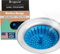 Kitchen Sink Strainer 3.25" - Dripsie Anti-Clog Food Catcher, Flexible Drain Basket, Dishwasher Safe, Standard Fit, Made in USA(1-Pack Blue)