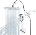 Hibbent All Metal CUPC Certified Shower Head, 10'' High Pressure Rainfall Shower Head, Handheld Showerhead Combo with 12'' Adjustable Extension Arm, 10-Spray, 71'' Shower Hose, Shower Holder, Chrome