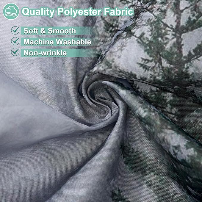 ORTIGIA 60x72 Misty Forest Stall Shower Curtain for Small Bathroom, Dark Green Narrow Nature Woodland Shower Curtain Set with Hooks, Waterproof Fabric Pine Tree Fog Magic Home Bath Curtain