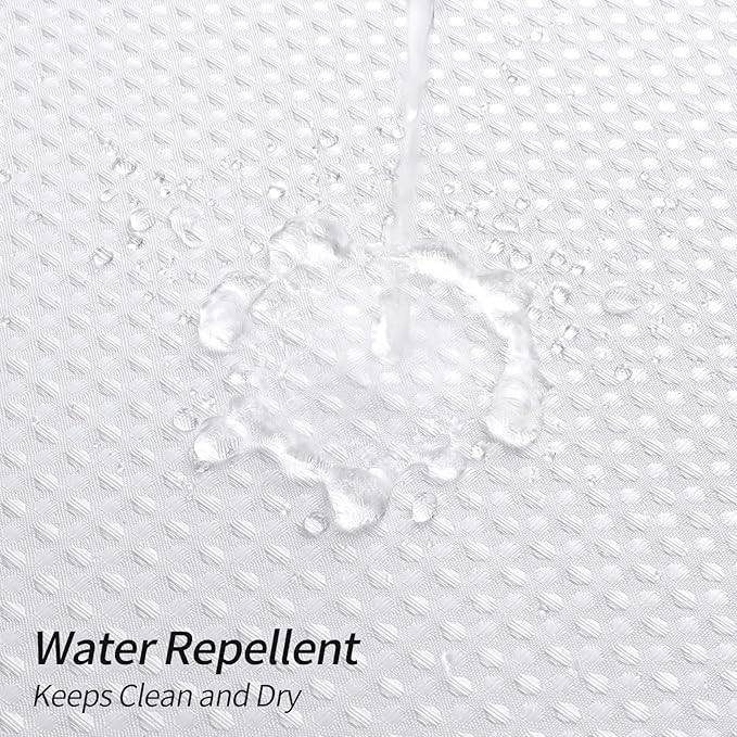 MitoVilla No Hooks Required Extra Long Shower Curtain Liner Set, 86 inch XL White Waffle Heavyweight Fabric Cloth Shower Curtains Set with Snap-in Liner for Modern Luxury Hotel & Spa Bathroom Decor
