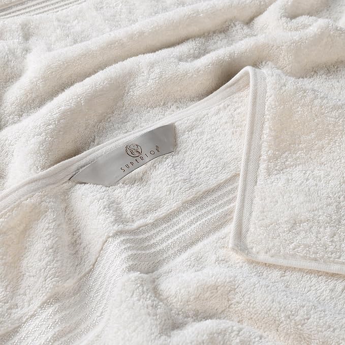 Superior Egyptian Cotton 6-Piece Towel Set, Bathroom Essentials, Towels For Bathroom, Apartment, Airbnb, Guest Bath, Face, Hand, Bath Towels, Washcloths, Absorbent, Fast Drying, Ivory