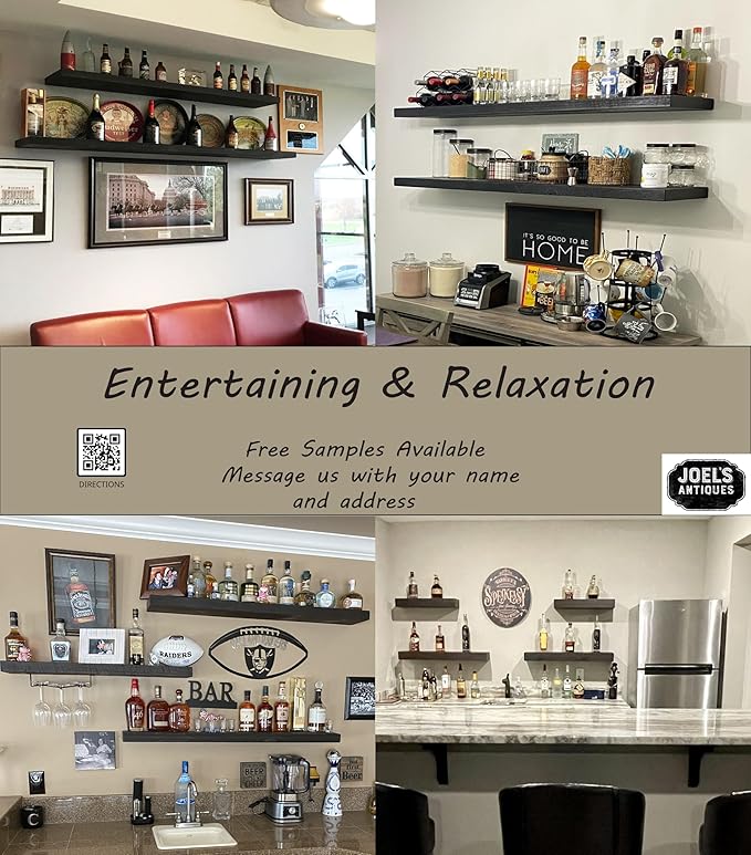 joelsantiques 72 Inch Wooden Floating Shelves for Wall - 72x10x2 in - Made of Natural Wood - Long Heavy Duty Rustic Fireplace Mantel & Book Shelf - Perfect for Living Room - Mocha