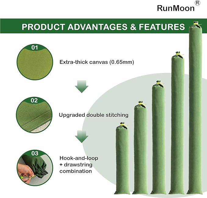 Upgraded Extra-Thick Reusable Flood Sandbags - Double-Stitched Canvas, Leak-Proof Closure | Multiple Sizes (3ft-10ft) for Water Barrier & Flood Protection (4ft (Upgraded) 4-Pack)