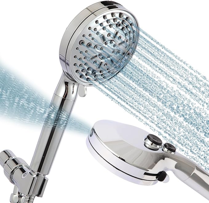 Filtered Shower Head with Handheld, adjustable water flow size, Multi-Mode Ion Drops Shower Head, equipped with 60 inch stainless steel hose and adjustable bracket