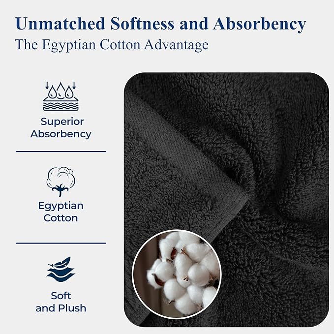 BLUENILEMILLS Madison Egyptian Cotton Hand Towels, Towel Set for Bathroom, Shower, Spa, Hotel, Plush, 800 GSM, Gym, Highly Absorbent and Ultra-Soft Towels, Bath Essentials, Set of 4, Gold