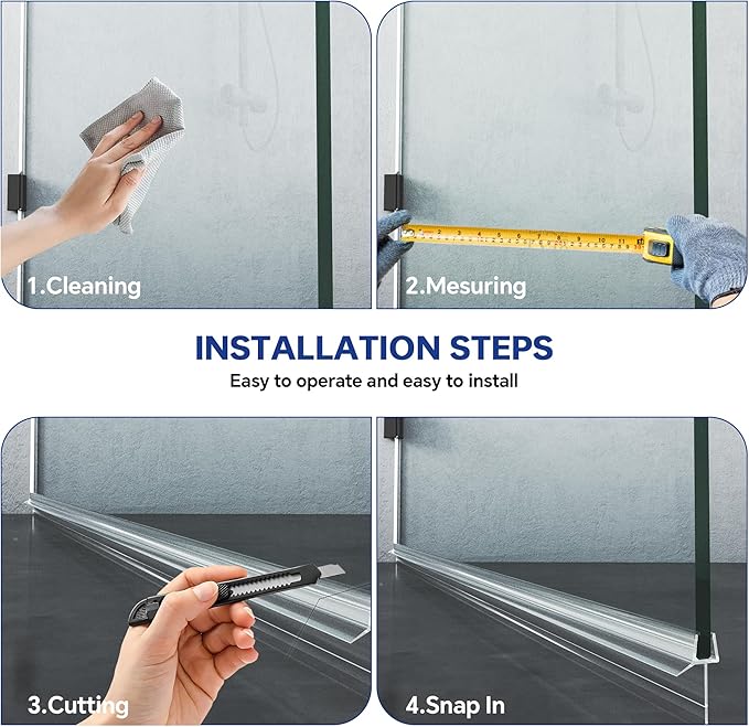 2-Pack Frameless Shower Door Bottom Seal (1/4" X 36") Clear Glass Seal Strip Shower Door Sweep - Stop Shower Leaks