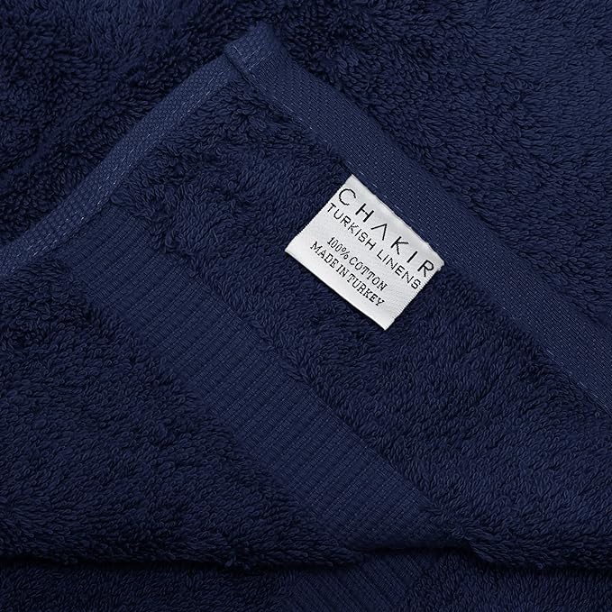 Chakir Turkish Linens Premium Cotton Absorbent Turkish Towels (8-Piece Towel Set, Navy Blue)