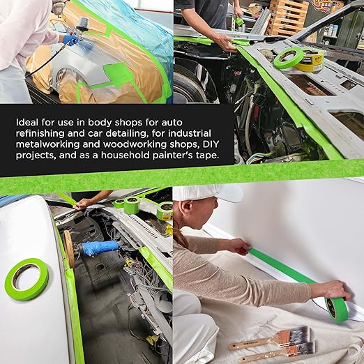 Dura-Gold Green Automotive Masking Tape 2 Inch (1.88 Inch x 55 Yards), 2 Rolls - Premium High-Performance, Heat Resistant - Auto Refinish Painting, Car Detailing, Autobody, Industrial, Painters Tape