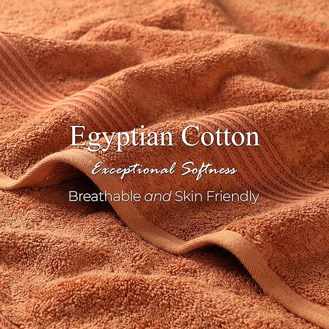 Superior Egyptian Cotton Face Towel/Washcloth Set, Small Towels for Home Bathroom, Master Bath, Decor Essentials, Quick Dry, Absorbent, Spa, Hotel, Resort, Adult, Kids, Set of 10, Caramel Brown