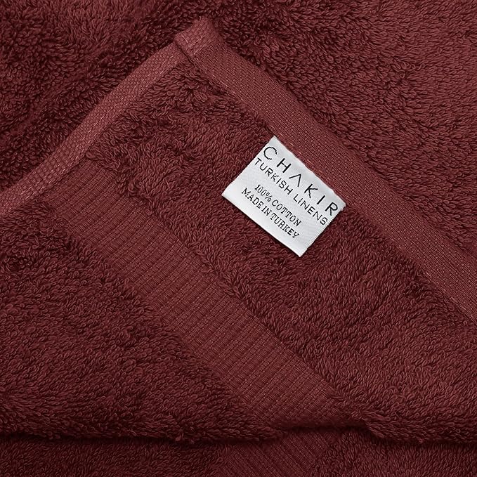 Chakir Turkish Linens 100% Cotton Premium Turkish Towels for Bathroom | 27'' x 54'' (4-Piece Bath Towels - Cranberry)