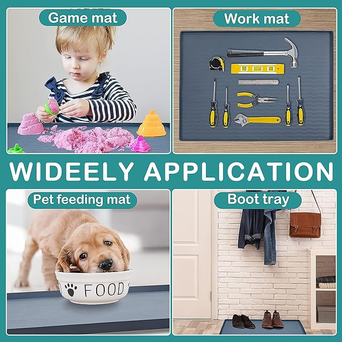 URMONA Waterproof Silicone Under Sink Mat 31'' x 19'' Shelf Liner for Kitchen and Bathroom, Cabinet and Counter Protector, Storage and Organizers, Litter Mat, Pet Cat Puppy Essentials(Cream)