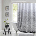 Extra Long Shower Curtain - Chantilly Lace Design, Heavyweight Polyester, Black to White Ombre, 72" W x 84" H