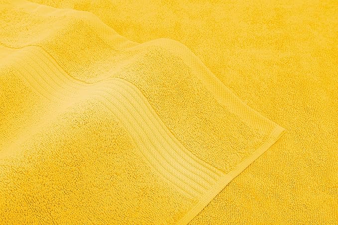 American Veteran Towel, 6 Piece Towel Set for Bathroom, 100% Cotton Turkish Bathroom Towels, 2 Bath Towels 2 Hand Towels 2 Washcloths, Yellow