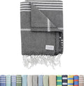 Large Turkish Beach Towel, Classic Black - Super Soft & Lightweight Quick Dry Absorbent Towels for Beach, Picnic Blanket or Bath Towel - Sand Free Organic Turkish Cotton Yarn