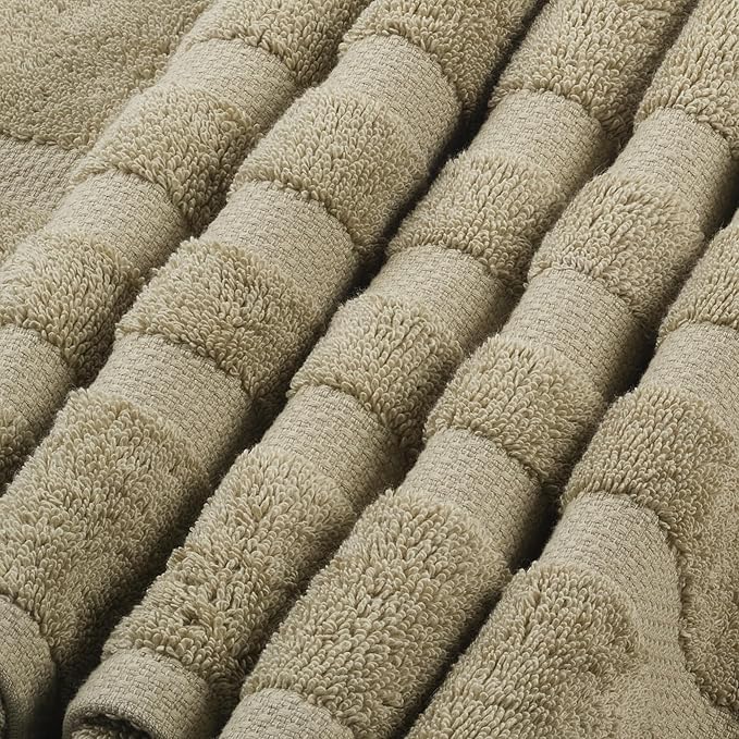 SOFE H&L | Olea Towel Set | 100% Cotton Premium Turkish Towels for Bathroom | Soft, Absorbent, Durable (Green, Set of 4 - Washcloth)