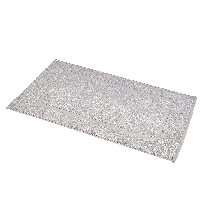 Amazon Basics Banded Bathroom Bath Rug Mat, Light Gray, 31 inches L x 20 inches W