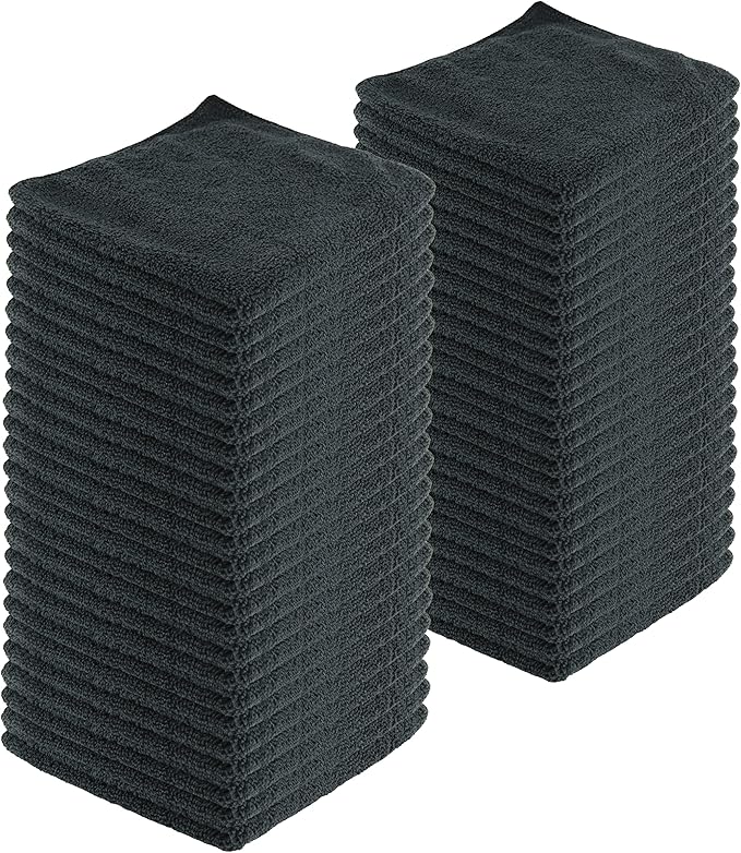 Microfiber Cleaning Cloths,120 Pack, 16"x16", All-Purpose, Softer, Highly Absorbent, Lint-Free, Reusable, Washable Pro Towels, Black, for House, Kitchen, Bathroom, Car, Office