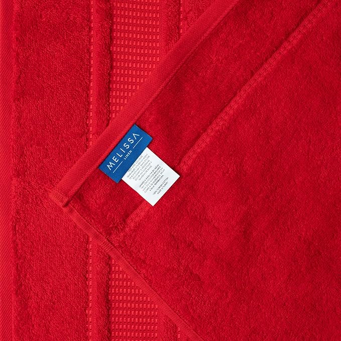Melissa Linen, 8 Piece Towel Set, 2 Bath Towel 2 Hand Towel 4 Fingertip Red Towels, 100% Turkish Cotton Towels for Bathroom and Kitchen, Absorbent, Quick Dry, Durable and Soft Shower Towel