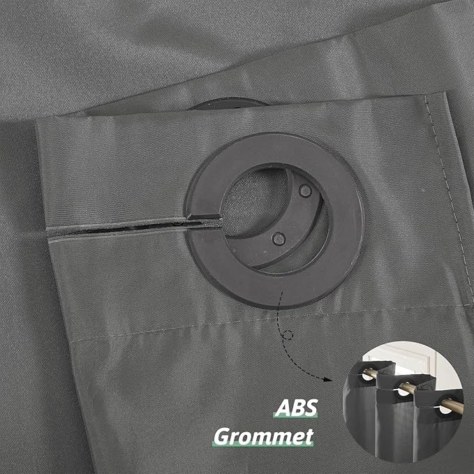 Furlinic No Hook Stall Shower Curtain 36x72 Inch,Polyester Fabric Small Narrow Shower Curtain Liner,Hotel Style Bathroom Curtains with Plastic Split Grommets,Machine Washable & Waterproof,Dark Grey
