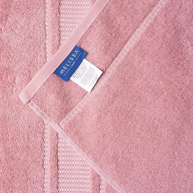 Melissa Linen, 2 Piece Hand Towel Set, 100% Turkish Cotton Face Hand Towels for Bathroom, 20 in x 35 in, Absorbent, Quick Dry, Durable and Soft, Spa and Hotel Quality, Light Pink