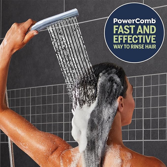 Waterpik High Pressure Handheld Wand and Rain Shower Head Combo with 8-Foot Long Metal Hose, BodyWand Spa System with 7 Spray Modes for Hair and Body, Chrome (Pack of 2)