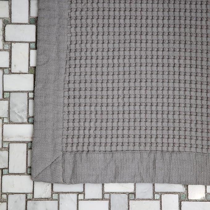 GILDEN TREE Bathroom Mat Absorbent Cotton Quick Dry for Shower, Bath & Bathtub Washable Thin, Modern Style (Pewter)