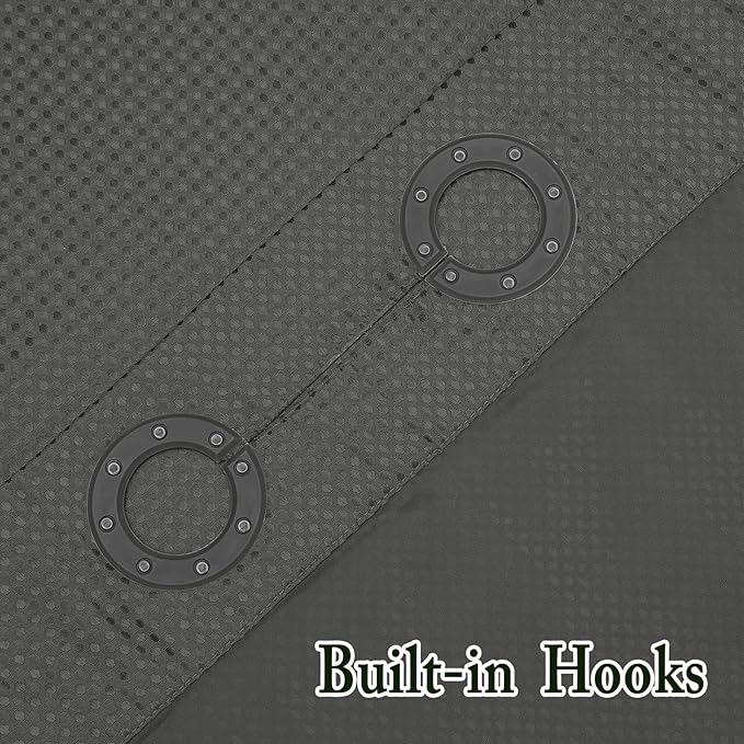 Gibelle Long Shower Curtain 72x80, Waffle Weave Bathroom Shower Curtain with Snap-in Fabric Liner Set, No Hooks Needed, Hotel Style with Mesh Top Window, Charcoal Grey