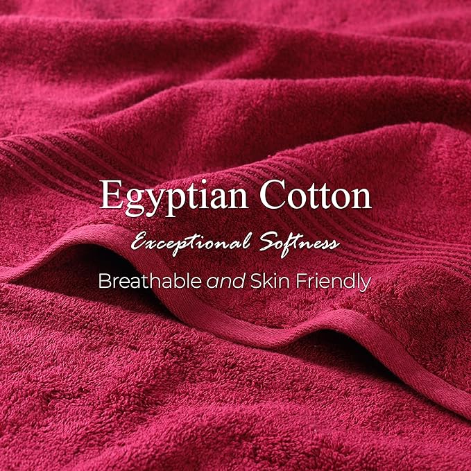 Superior Egyptian Cotton 10-Piece Face Towel Set , Small Towels For Facial, Spa, Quick Dry, Absorbent Towels, Bathroom Accessories, Guest Bath, Home Essentials, Washcloth, Airbnb, Burgundy
