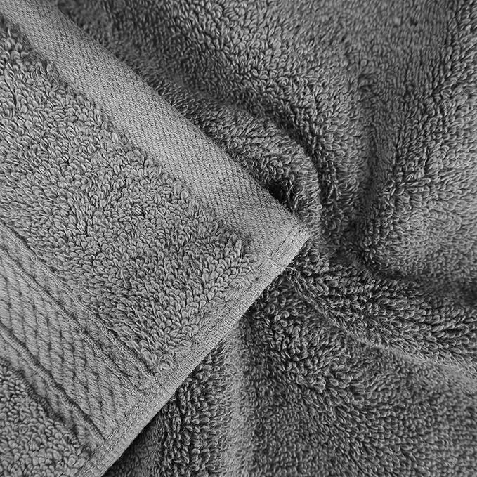 Superior Egyptian Cotton Pile 8 Piece Towel Set, Includes 2 Bath, 2 Hand, 4 Face Towels/Washcloths, Ultra Soft Luxury Towels, Thick Plush Essentials, Guest Bath, Spa, Hotel Bathroom, Charcoal