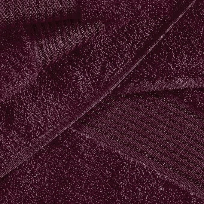 Belizzi Home 100% Cotton Towel Set, Contains 6 Soft Bath Towel, 6 Hand Towels, 12 Wash Cloths - Compact Absorbent Lightweight & Quickdry Towels for Bathroom - 24 Piece Bathroom Towel Set - Burgundy