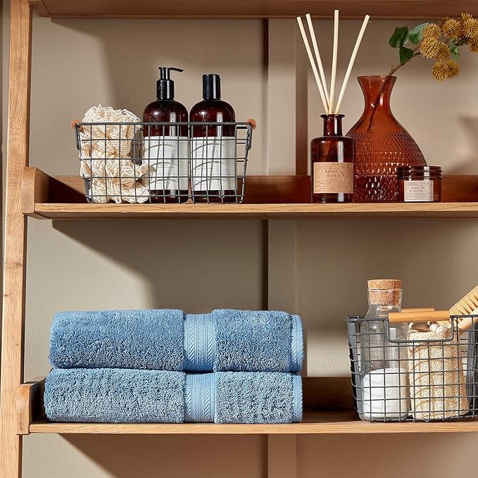 Christy Renaissance 6 Piece Blue Towel Set | 100% Egyptian Cotton | Luxury Bathroom Towels | Soft and Super Absorbent | 675 GSM | 2 Bath Sheet 2 Bath 2 Hand | Denim