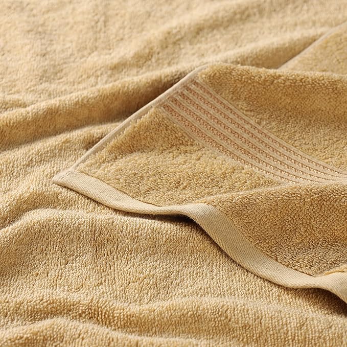 Superior Egyptian Cotton 3-Piece Towel Set, Basic Towels For Bathroom, Home Decor, Guest Bath, Shower, Apartment, Included 1 Face, 1 Hand, 1 Bath Towel, Washcloth, Quick Dry, Gold