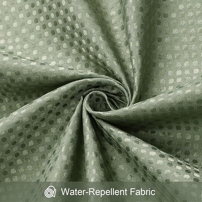 3 in 1 Long Shower Curtain Set-72 W x 78 H, Sage Green Waffle and PEVA Liner Set with 12 Stainless Steel Hooks, Waterproof Fabric for Bathroom