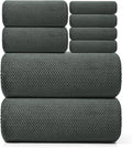 REDKISS Premium Towel Set of 8 - Ultra Soft Microfiber, Contains 2 Large Bath 35x70, 2 Hand 14x30, 4 Washcloths 14x14, Highly Absorbent, Quick Dry, Ideal for Everyday use, Hotel & Spa, Gray