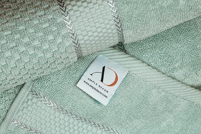 Ample Decor Bath Towels for Bathroom Set of 4 100% Cotton Popcorn Textured - Mint Green- 30 X 54 Inch