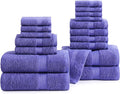 LANE LINEN Cotton Bath Towel Set - 18 PCs - 4 Shower Towels, 8 Washcloths, 6 Turkish Hand Towels for Bathroom - Sustainably Produced, Ultra Soft & Absorbent - Blue Irish
