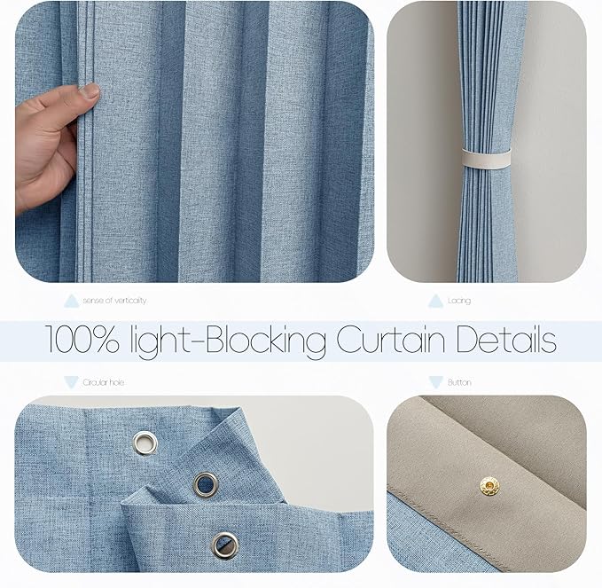 100% Blackout Fabric Folding Door Curtain with Magnetic Closure - Accordion Style for Sliding Doors, Closets,Wardrobe and Temporary Door Solutions Doorway Curtains（W42 x L78, Blue 1 Panel）