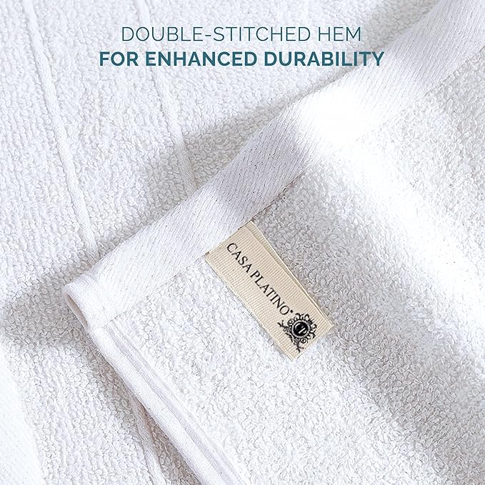 Casa Platino 100% Cotton Washcloths 12 Pack - Spa & Salon Quality Face Towels - Ring Spun, Soft & Absorbent Wash Cloth Rags for Body, Beauty, Home, Gym - Fingertip Towels - 13"x13", White Washcloths