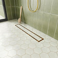 Neodrain 18-Inch Linear Shower Drain with Tile Insert Grate, Golden 304 Stainless Steel Rectangle Shower Floor Drain, Linear Drain with Leveling Feet, Hair Strainer