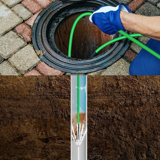 Sewer Jetter Kit for Pressure Washer 150FT – 5800PSI High-Pressure Drain Cleaner, M22 & 1/4'' NPT Universal Fit, Unclog Gutters & Sewer Lines, Durable Jetter Hose for Homeowners & DIYers