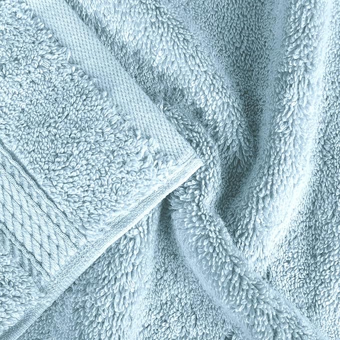 Superior Egyptian Cotton Pile Bath Sheet Set of 2, Ultra Soft Luxury Towels, Thick Plush Essentials, Absorbent Heavyweight, Guest Bath, Hotel, Spa, Home Bathroom, Shower Basics, Light Blue