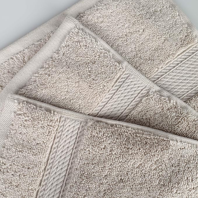 Superior Egyptian Cotton Pile Bath Sheet, Ultra Soft Luxury Towels, Thick Plush Essentials, Absorbent Heavyweight, Guest Bath, Hotel, Spa, Home Bathroom, Shower Basics, Stone (Pack of 4)